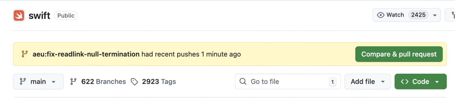 Compare & Pull Request button in GitHub UI